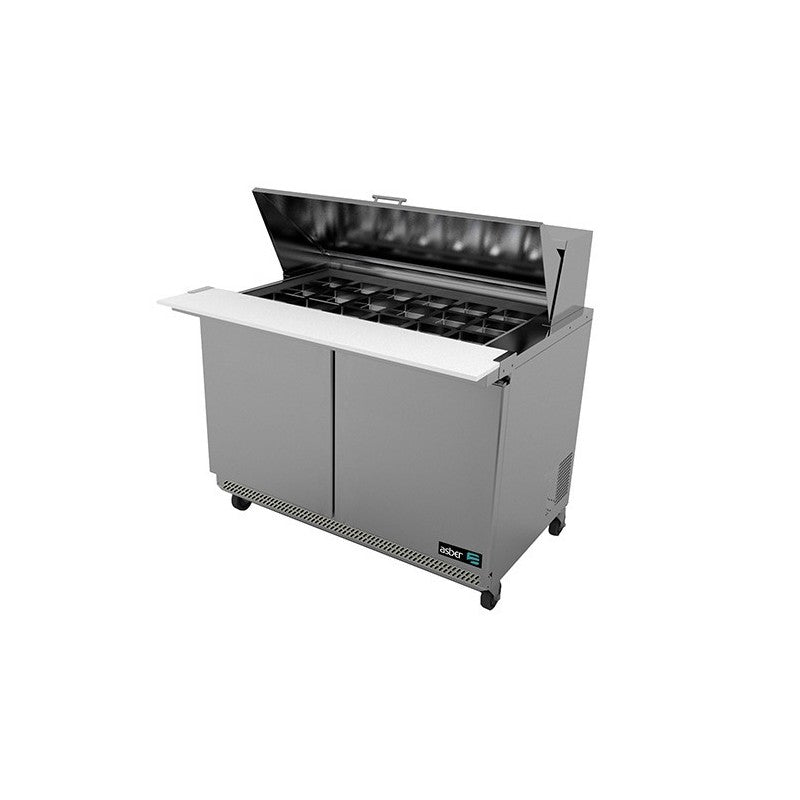 APTM-48-18 HC-ASBER-MESA REFRIGERADA DE PREPARACION - MEGA TOP - 18 INSERT. GN-1/6 DE 4" DE PROFUND. R-290
