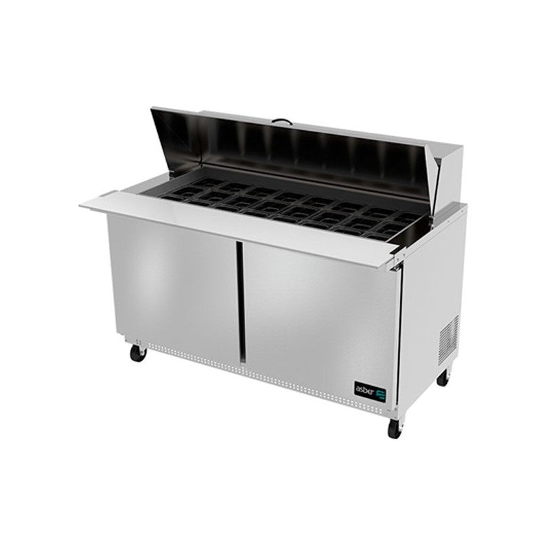 APTM-60-24 HC-ASBER-MESA REFRIGERADA DE PREPARACION - MEGA TOP - 24 INSERT. GN-1/6 DE 4" DE PROFUND. R-290