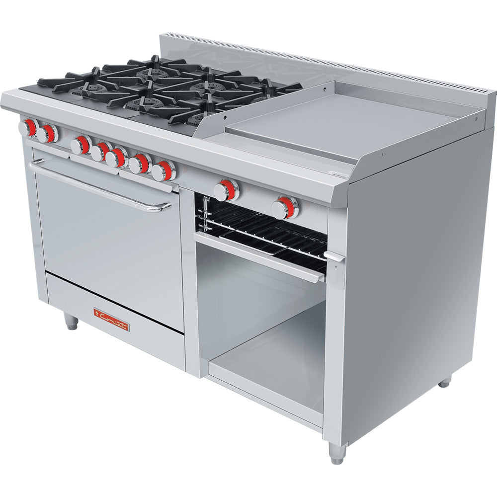 Coriat EC-6-H-GRILL MASTER Estufa Múltiple 6 Quemadores Abiertos con Horno-Plancha-Gratinador